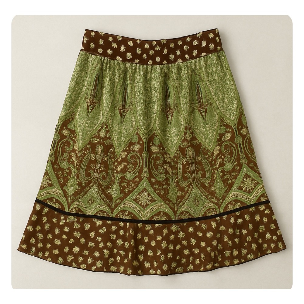 Banana Republic Patchwork Silk MIDI Skirt 14 Multicolor Womens Boho Artsy - Picture 2 of 8